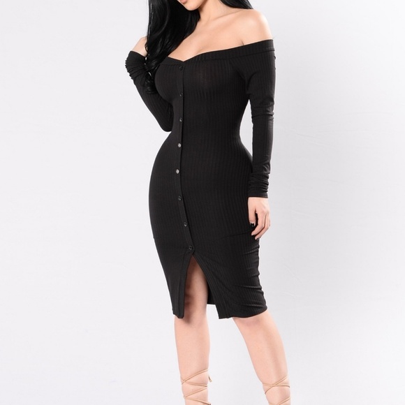 Fashion Nova Dresses & Skirts - XL off the shoulder black dress NWT